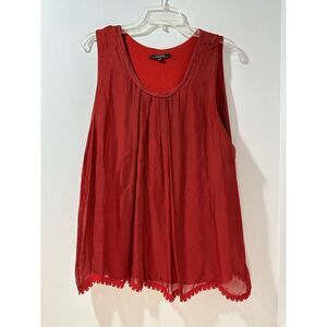 Charlie B women’s red & black striped sleeveless top size TG XL.  #5-0550